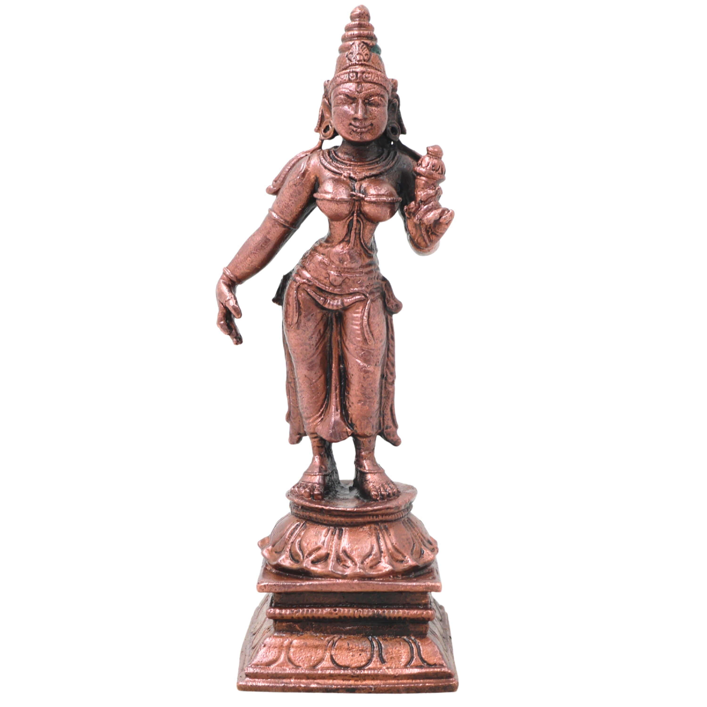Handcrafted Copper Bhudevi Idol, Sacred Bhumi Devi Murti for Pooja, Vastu, Home Decor &amp; Spiritual Gifting, Brown, 4.5 Inch, 1 Piece