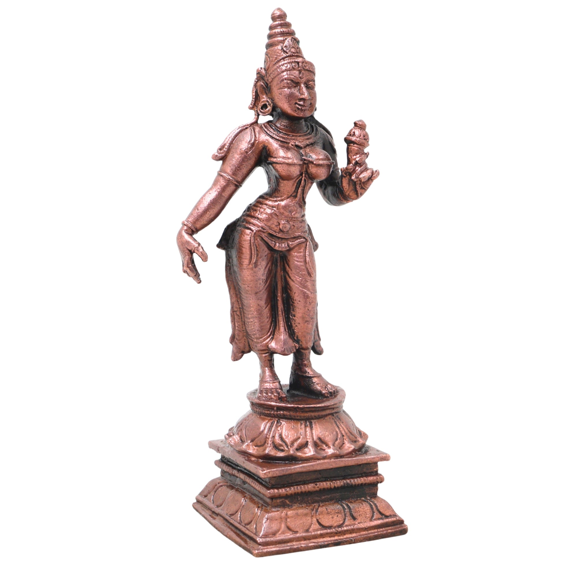 Handcrafted Copper Bhudevi Idol, Sacred Bhumi Devi Murti for Pooja, Vastu, Home Decor &amp; Spiritual Gifting, Brown, 4.5 Inch, 1 Piece