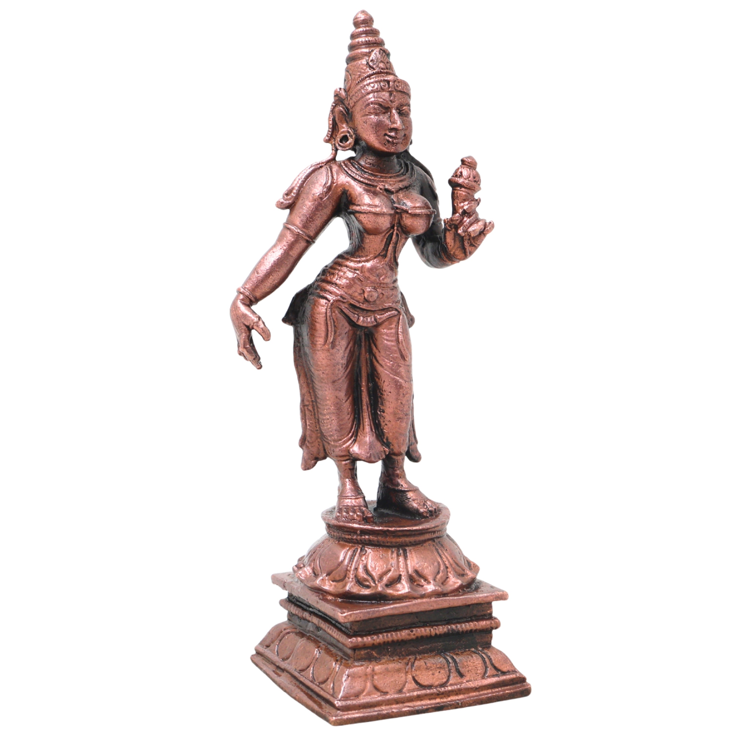 Handcrafted Copper Bhudevi Idol, Sacred Bhumi Devi Murti for Pooja, Vastu, Home Decor &amp; Spiritual Gifting, Brown, 4.5 Inch, 1 Piece