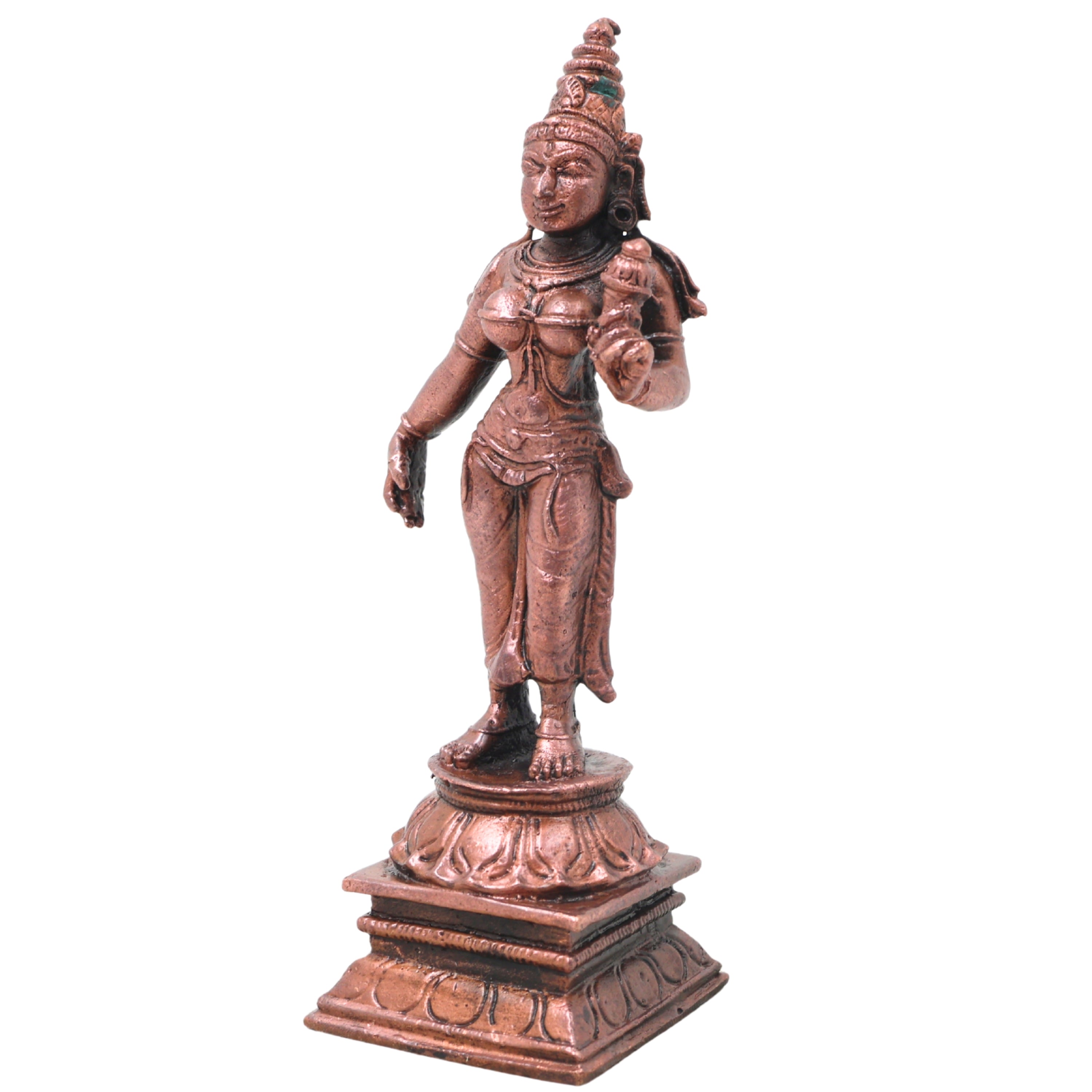 Handcrafted Copper Bhudevi Idol, Sacred Bhumi Devi Murti for Pooja, Vastu, Home Decor &amp; Spiritual Gifting, Brown, 4.5 Inch, 1 Piece