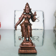 Handcrafted Copper Bhudevi Idol, Bhumi Devi Prithvi Mata Murti for Pooja, Home Decor & Traditional Gifting, Brown, 4.5 Inch, 1 Piece