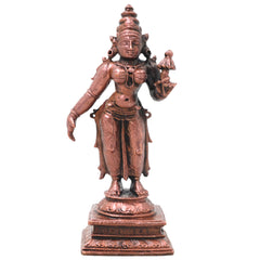 Handcrafted Copper Bhudevi Idol, Bhumi Devi Prithvi Mata Murti for Pooja, Home Decor & Traditional Gifting, Brown, 4.5 Inch, 1 Piece