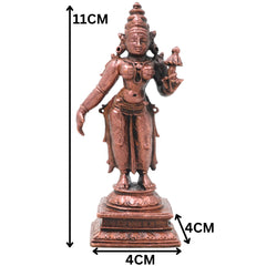 Handcrafted Copper Bhudevi Idol, Bhumi Devi Prithvi Mata Murti for Pooja, Home Decor & Traditional Gifting, Brown, 4.5 Inch, 1 Piece