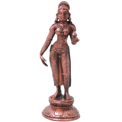 Copper Parvati Idol Handcrafted Uma Gauri Ambika Traditional Chola Murti for Pooja, Home Decor & Gifting, Brown, 5 Inch, 1 Piece