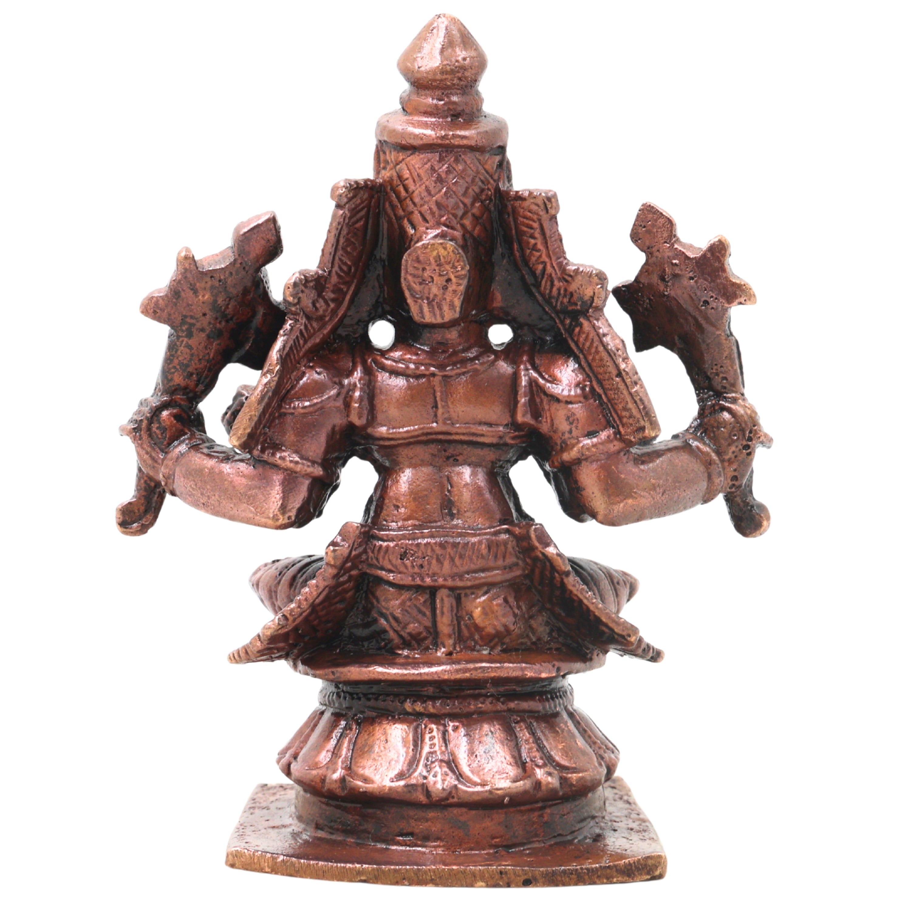 Copper Mahalakshmi Idol Handcrafted Traditional Murti Sri Lakshmi Statue for Pooja, Home Decor & Gifting, Brown, 3.5 Inch, 1 Piece