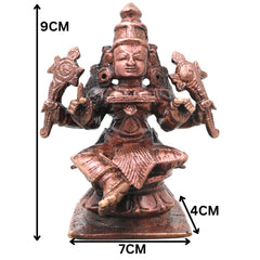 Copper Mahalakshmi Idol Handcrafted Traditional Murti Sri Lakshmi Statue for Pooja, Home Decor & Gifting, Brown, 3.5 Inch, 1 Piece