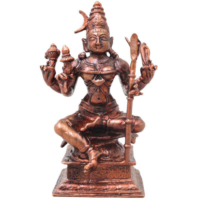 Copper Raja Rajeshwari Idol, Handcrafted Lalita Tripura Sundari Devi Murti for Pooja, Home Decor & Gifting, Brown, 4.5 Inch, 1 Piece