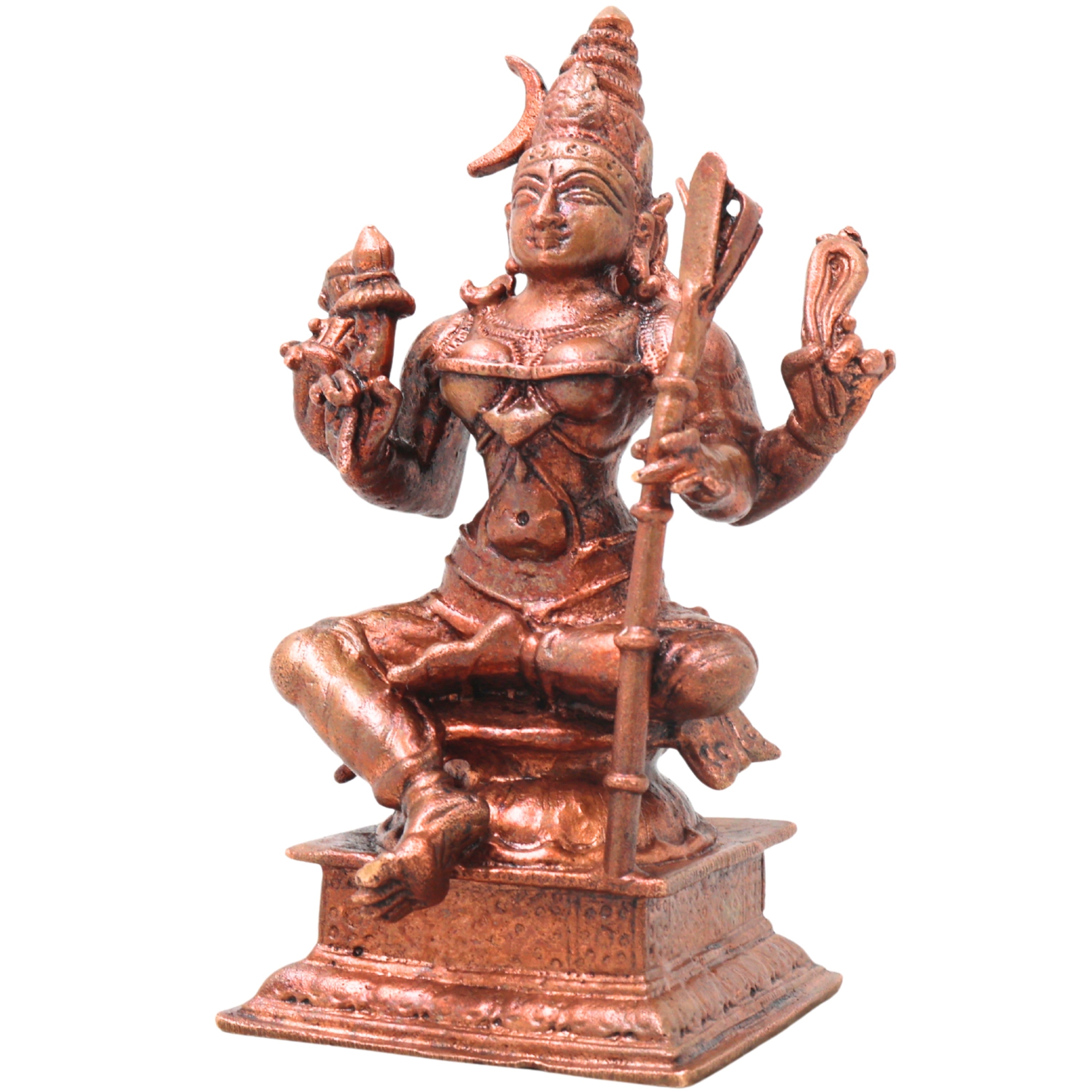 Copper Raja Rajeshwari Idol, Handcrafted Lalita Tripura Sundari Devi Murti for Pooja, Home Decor & Gifting, Brown, 4.5 Inch, 1 Piece