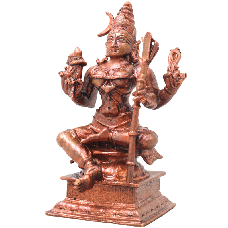 Copper Raja Rajeshwari Idol, Handcrafted Lalita Tripura Sundari Devi Murti for Pooja, Home Decor & Gifting, Brown, 4.5 Inch, 1 Piece