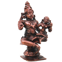 Copper Lakshmi Narayana Idol Handcrafted Traditional Chola Art Murti for Pooja Home Decor & Spiritual Gifting, Brown, 4 Inch, 1 Piece