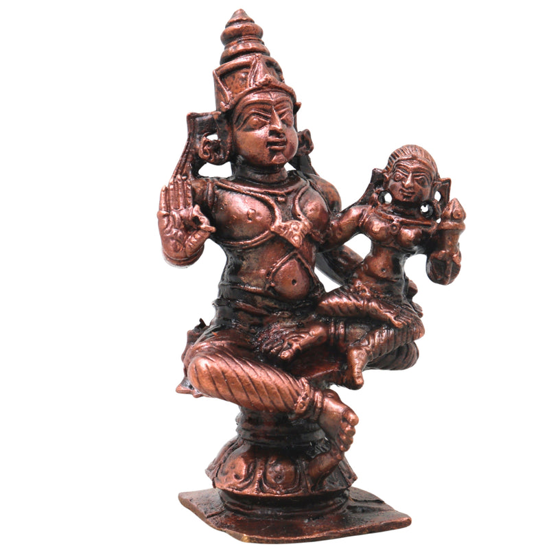 Copper Lakshmi Narayana Idol Handcrafted Traditional Chola Art Murti for Pooja Home Decor & Spiritual Gifting, Brown, 4 Inch, 1 Piece