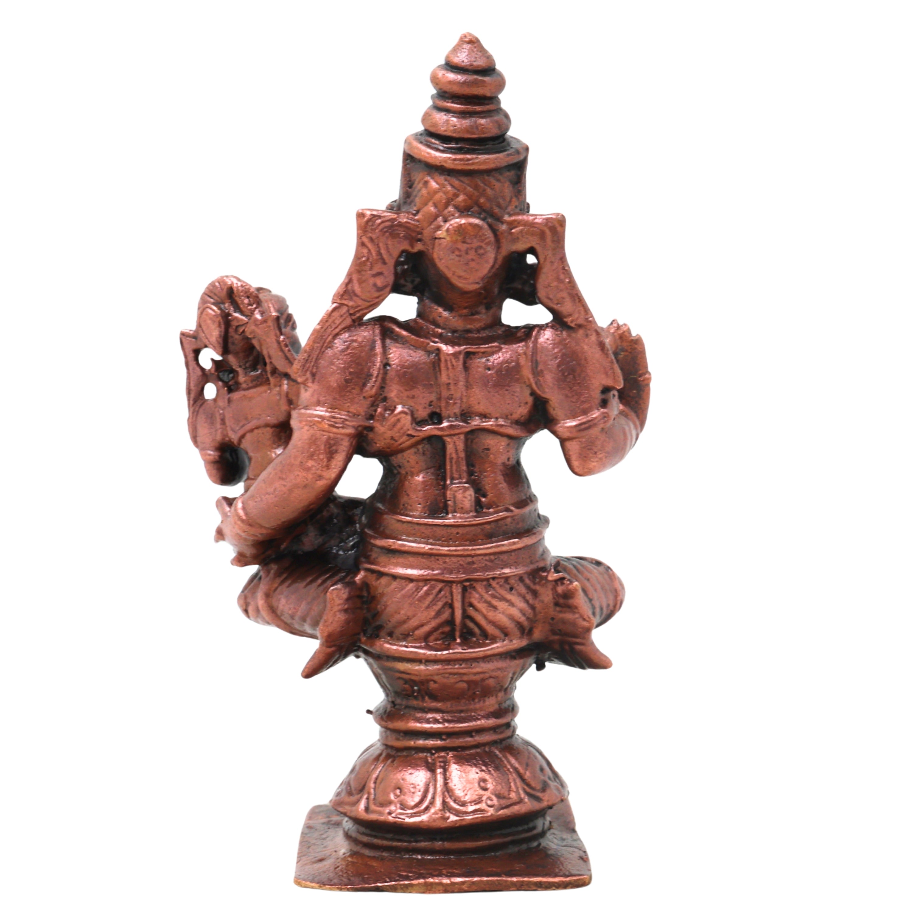 Copper Lakshmi Narayana Idol Handcrafted Traditional Chola Art Murti for Pooja Home Decor & Spiritual Gifting, Brown, 4 Inch, 1 Piece