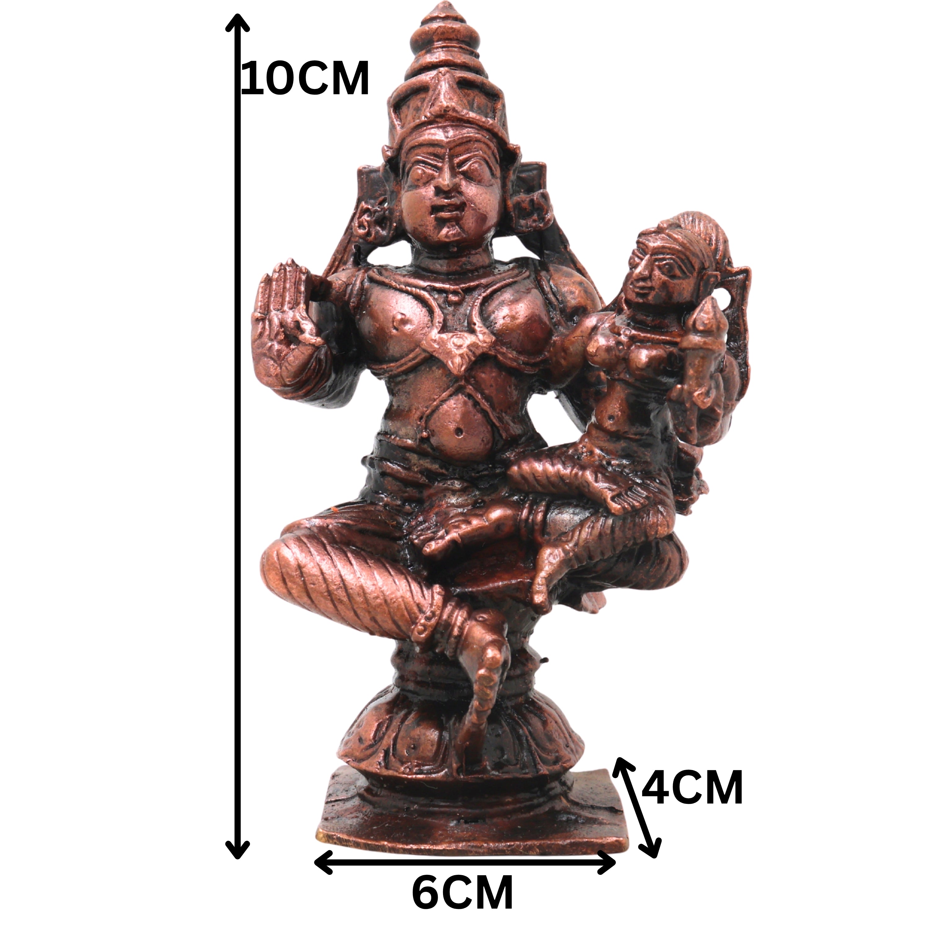 Copper Lakshmi Narayana Idol Handcrafted Traditional Chola Art Murti for Pooja Home Decor & Spiritual Gifting, Brown, 4 Inch, 1 Piece