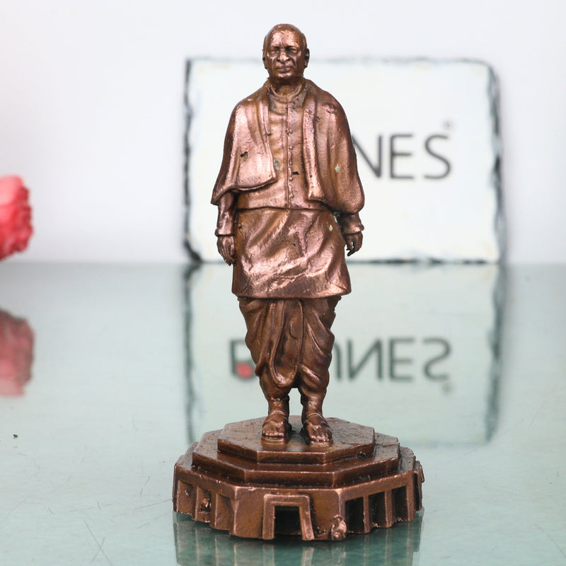 Copper Vallabhbhai Patel Idol Handcrafted Traditional Sculpture, Sardar Patel Statue for Home Decor & Gifting, Brown, 4 Inch, 1 Piece