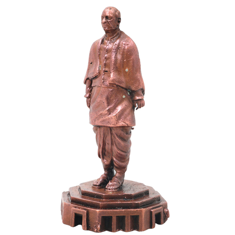 Copper Vallabhbhai Patel Idol Handcrafted Traditional Sculpture, Sardar Patel Statue for Home Decor & Gifting, Brown, 4 Inch, 1 Piece
