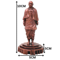 Copper Vallabhbhai Patel Idol Handcrafted Traditional Sculpture, Sardar Patel Statue for Home Decor & Gifting, Brown, 4 Inch, 1 Piece