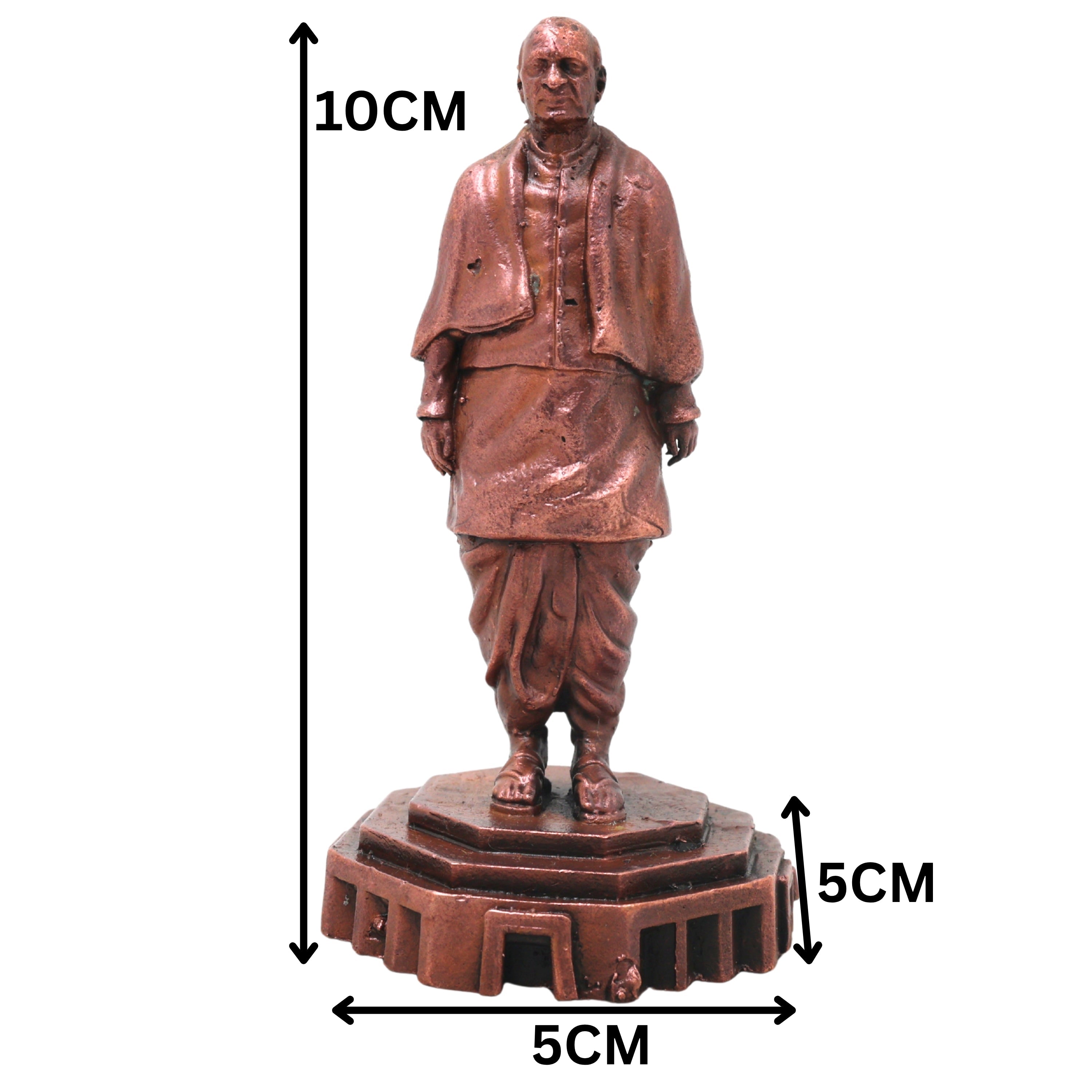 Copper Vallabhbhai Patel Idol Handcrafted Traditional Sculpture, Sardar Patel Statue for Home Decor & Gifting, Brown, 4 Inch, 1 Piece