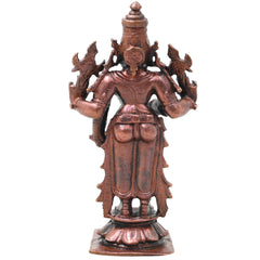 Copper Vishnu Idol Handcrafted Sri Vishnu Murti Narayana Perumal Statue for Pooja, Temple, Vastu &amp; Spiritual Home Decor, Brown, 4 Inch, 1 Piece