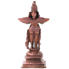 Copper Garuda Idol Handcrafted Vainateya Vishnu Vahana Traditional Chola Murti for Pooja Decor & Gifting, Brown, 4.5 Inch, 1 Piece