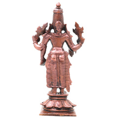 Copper Vishnu Narayana Idol Handcrafted Traditional Murti for Pooja Home Decor Temple Gifting, Brown, 5 Inch, 1 Piece