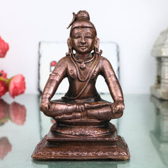 Brass Shiva Mahadev Murti, Handcrafted Traditional Chola Style Bholenath Statue for Pooja, Home Decor & Gifting, Brown, 4.5 Inch, 1 Piece