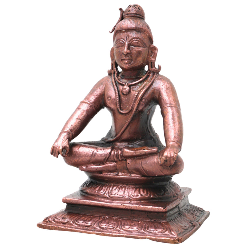 Brass Shiva Mahadev Murti, Handcrafted Traditional Chola Style Bholenath Statue for Pooja, Home Decor & Gifting, Brown, 4.5 Inch, 1 Piece