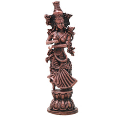 Copper Radha Rani Idol Handcrafted Radharani Kishori Ji Murti for Pooja, Home Decor, Temple & Gifting, Brown, 4.5 Inch, 1 Piece