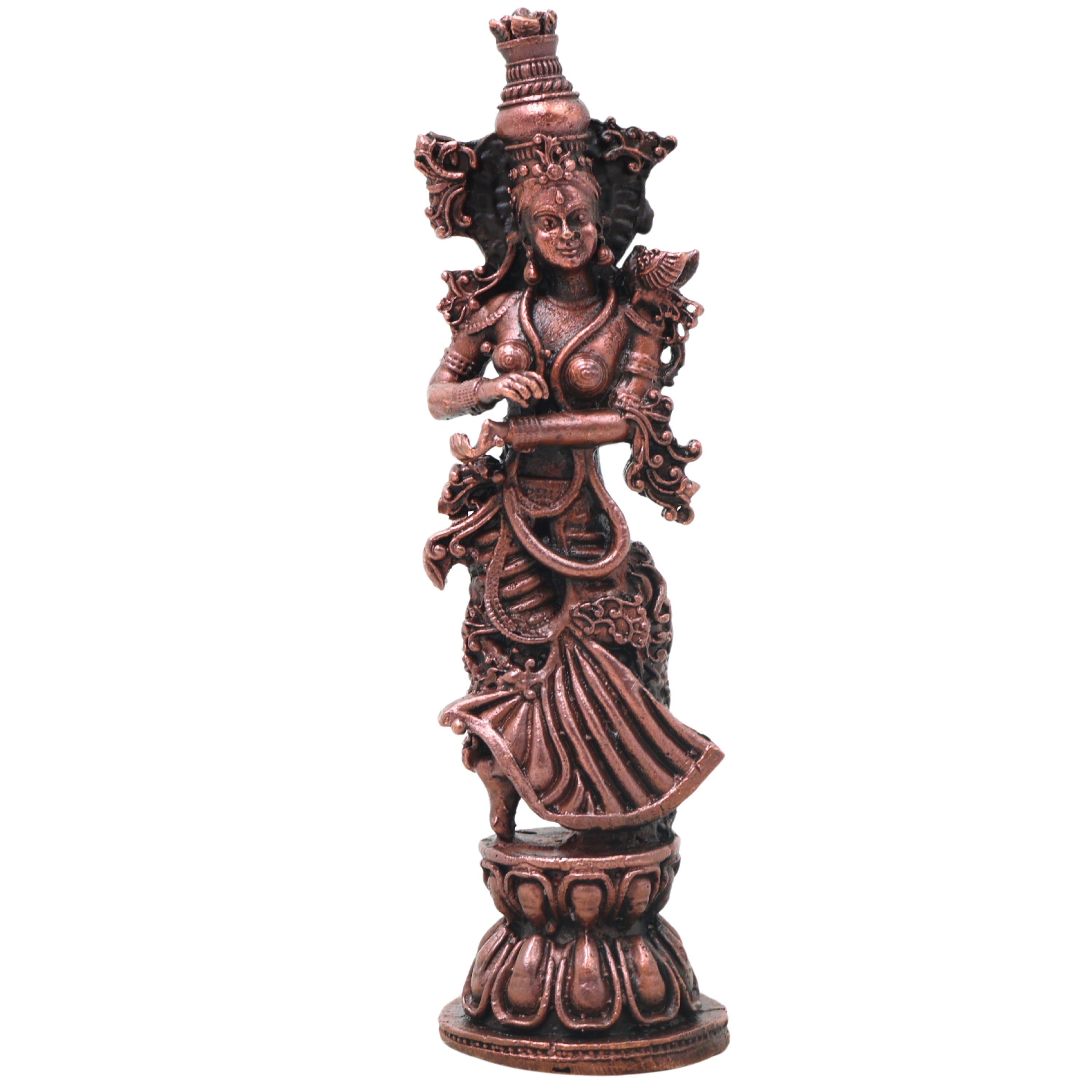 Copper Radha Rani Idol Handcrafted Radharani Kishori Ji Murti for Pooja, Home Decor, Temple & Gifting, Brown, 4.5 Inch, 1 Piece