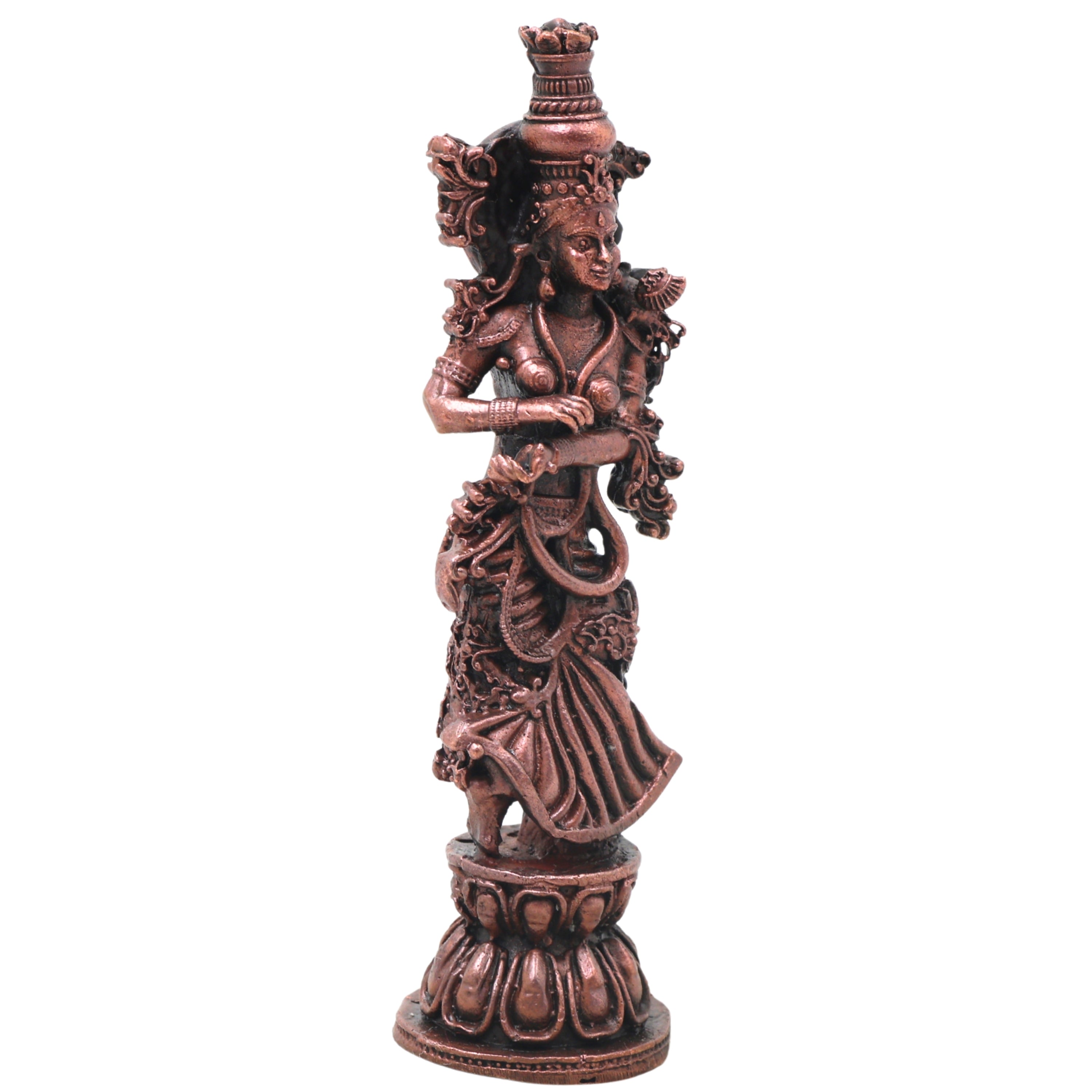 Copper Radha Rani Idol Handcrafted Radharani Kishori Ji Murti for Pooja, Home Decor, Temple & Gifting, Brown, 4.5 Inch, 1 Piece