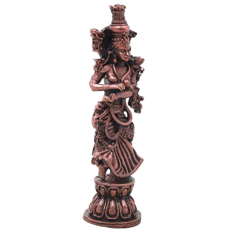 Copper Radha Rani Idol Handcrafted Radharani Kishori Ji Murti for Pooja, Home Decor, Temple & Gifting, Brown, 4.5 Inch, 1 Piece