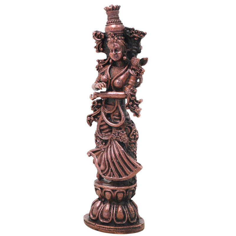 Copper Radha Rani Idol Handcrafted Radharani Kishori Ji Murti for Pooja, Home Decor, Temple & Gifting, Brown, 4.5 Inch, 1 Piece