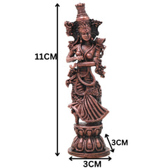 Copper Radha Rani Idol Handcrafted Radharani Kishori Ji Murti for Pooja, Home Decor, Temple & Gifting, Brown, 4.5 Inch, 1 Piece