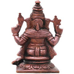 Copper Ganesha Ganapati Handcrafted Vinayaka Idol Traditional Chola Murti for Pooja Home Decor & Gifting, Brown, 3.5 Inch, 1 Piece