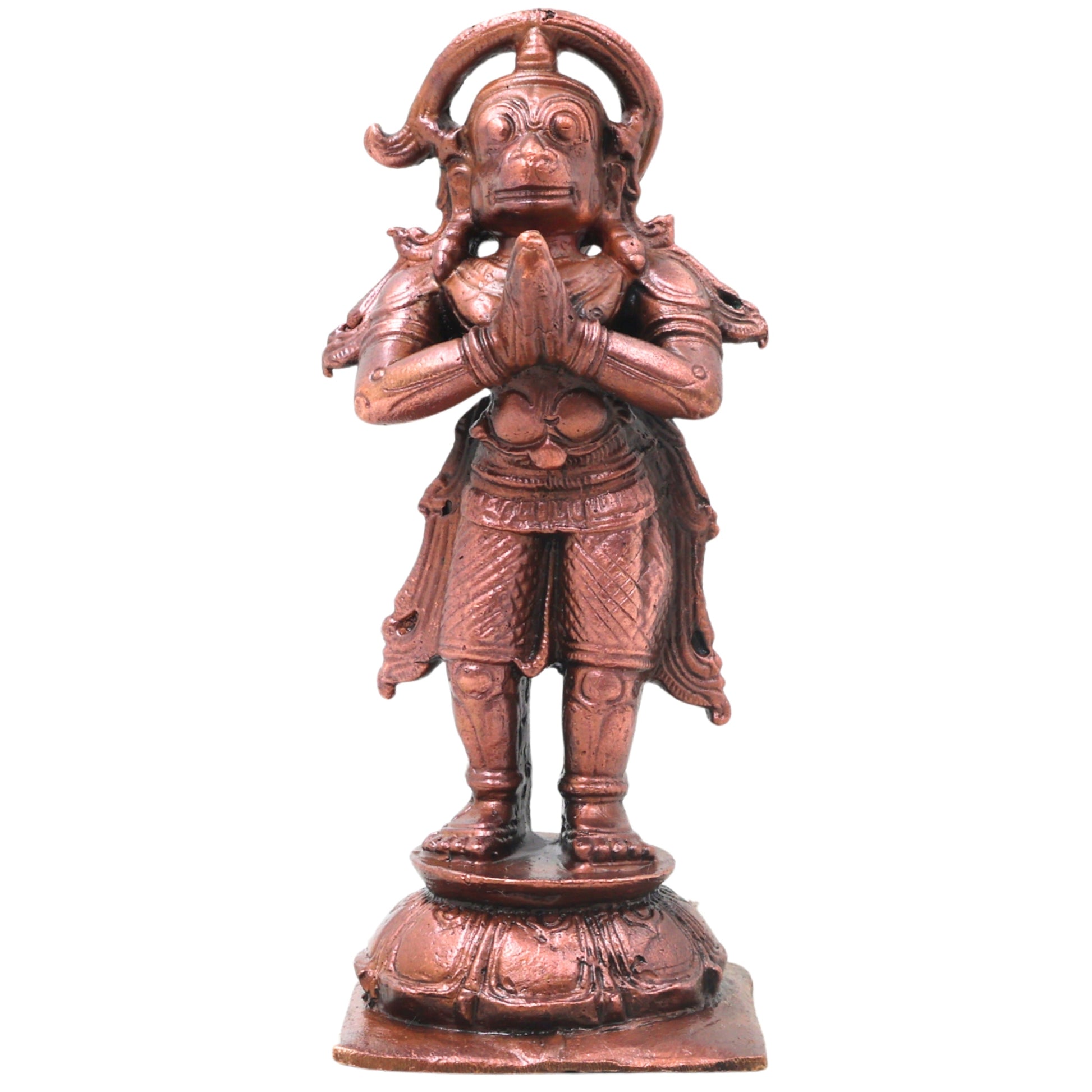 Copper Hanuman Idol Handcrafted Bajrangbali Anjaneya Murti for Pooja, Vastu, Home Decor & Gifting, Brown, 4.5 Inch, 1 Piece