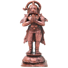 Copper Hanuman Idol Handcrafted Bajrangbali Anjaneya Murti for Pooja, Vastu, Home Decor & Gifting, Brown, 4.5 Inch, 1 Piece