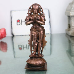 Copper Hanuman Idol Handcrafted Bajrangbali Anjaneya Murti for Pooja, Vastu, Home Decor & Gifting, Brown, 4 Inch, 1 Piece