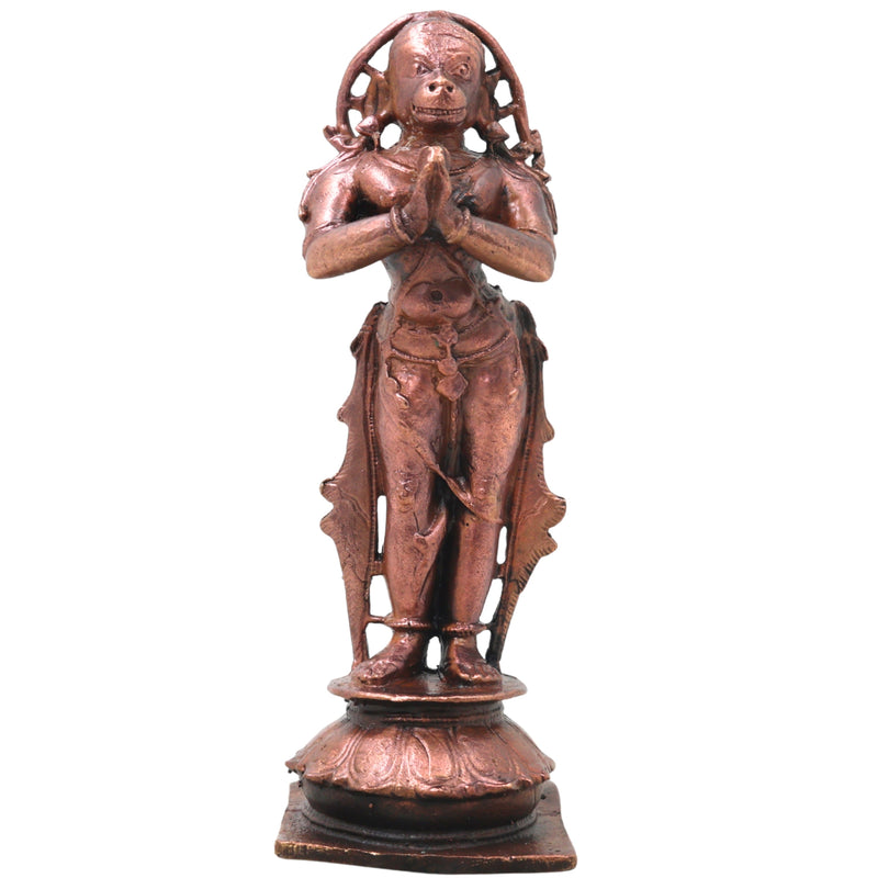 Copper Hanuman Idol Handcrafted Bajrangbali Anjaneya Murti for Pooja, Vastu, Home Decor & Gifting, Brown, 4 Inch, 1 Piece