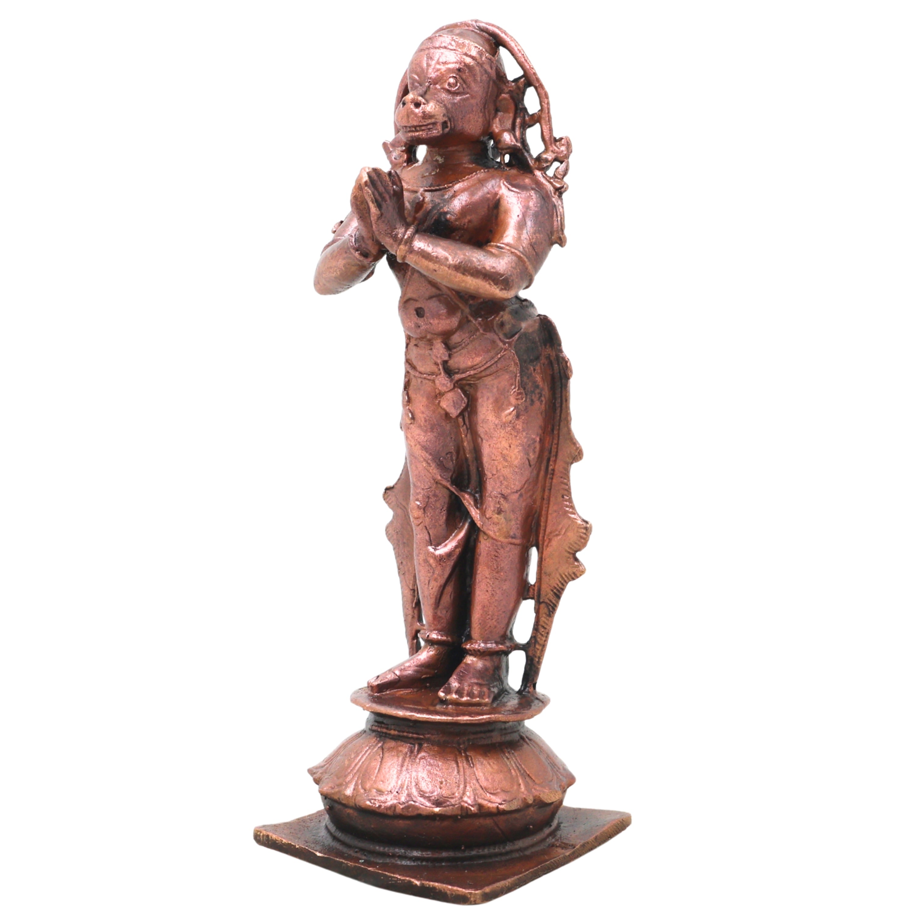 Copper Hanuman Idol Handcrafted Bajrangbali Anjaneya Murti for Pooja, Vastu, Home Decor & Gifting, Brown, 4 Inch, 1 Piece