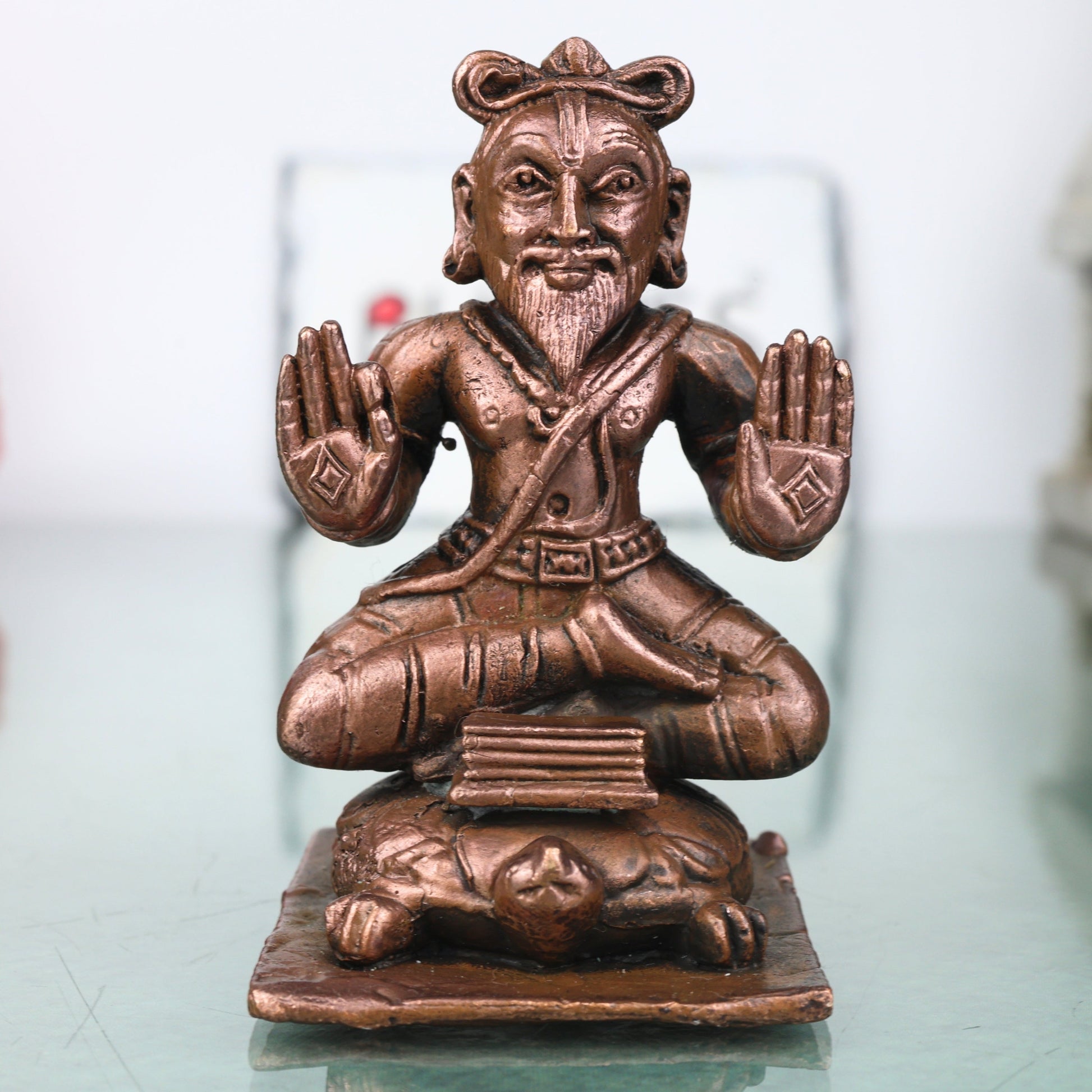 Copper Agastya Maharshi Idol Handcrafted Agastya Muni Chola Style Murti for Pooja, Home Decor & Gifting, Brown, 3 Inch, 1 Piece