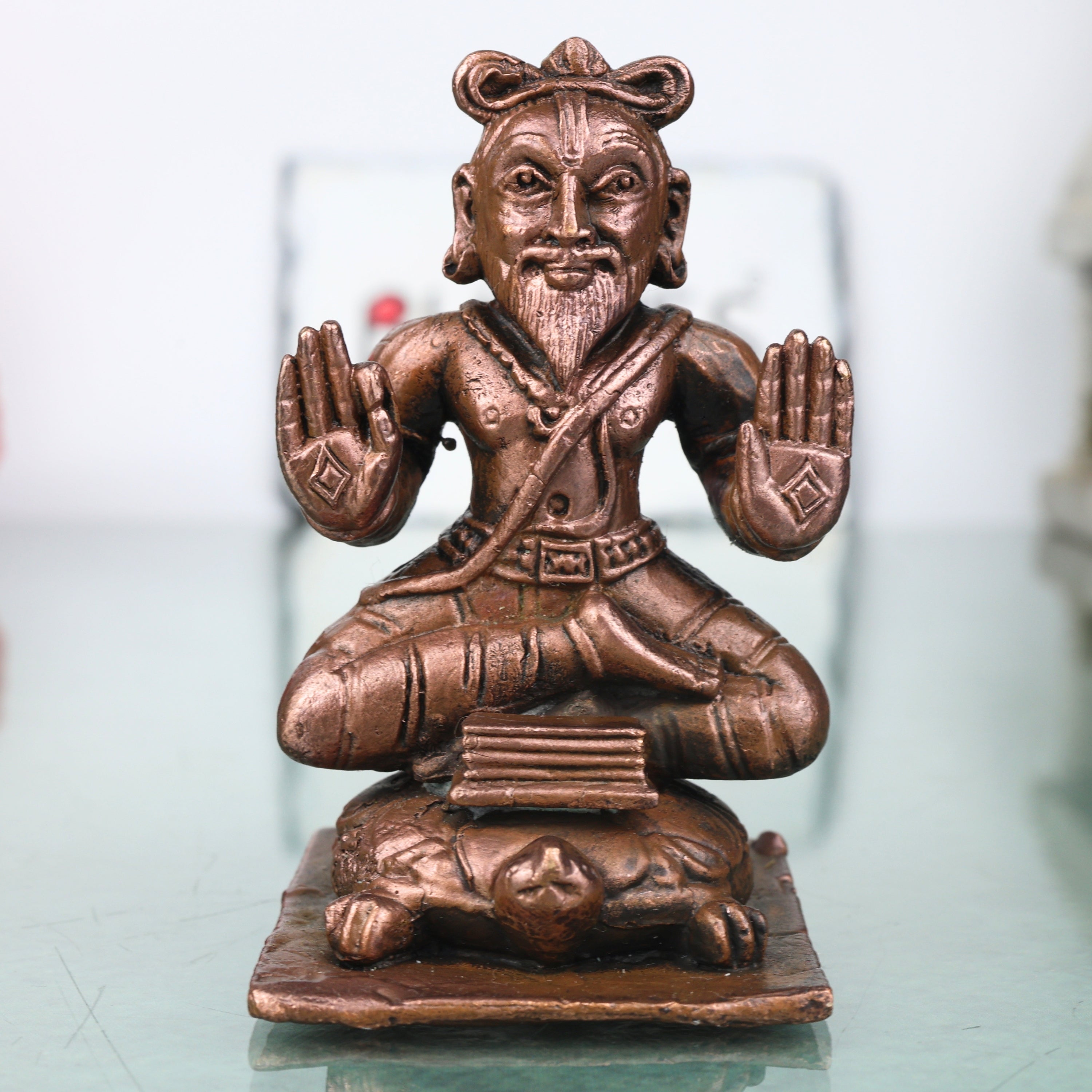 Copper Agastya Maharshi Idol Handcrafted Agastya Muni Chola Style Murti for Pooja, Home Decor & Gifting, Brown, 3 Inch, 1 Piece