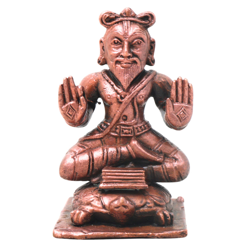 Copper Agastya Maharshi Idol Handcrafted Agastya Muni Chola Style Murti for Pooja, Home Decor & Gifting, Brown, 3 Inch, 1 Piece
