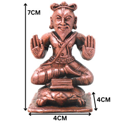 Copper Agastya Maharshi Idol Handcrafted Agastya Muni Chola Style Murti for Pooja, Home Decor & Gifting, Brown, 3 Inch, 1 Piece