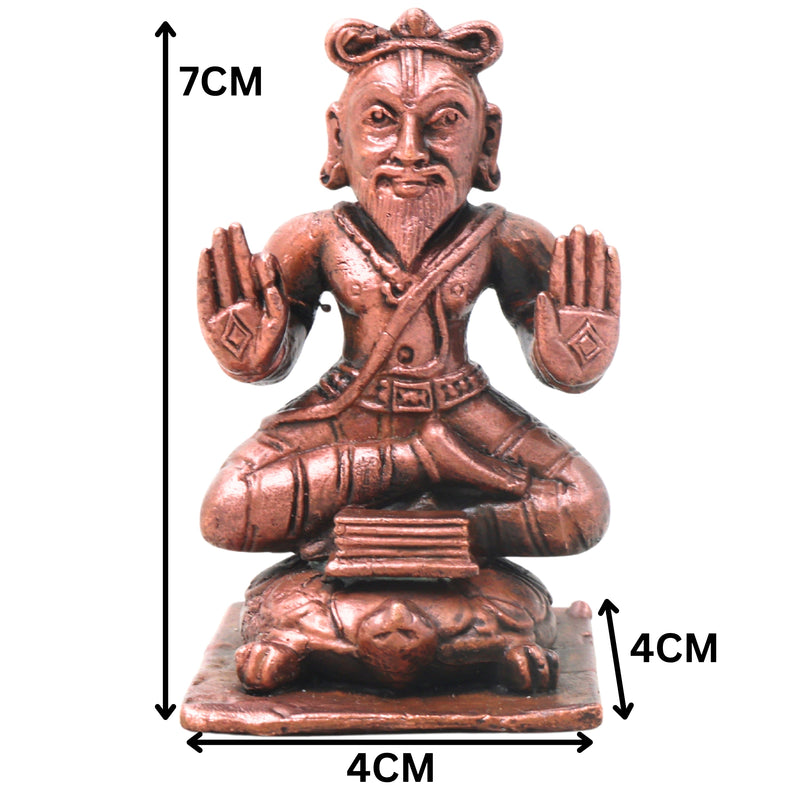 Copper Agastya Maharshi Idol Handcrafted Agastya Muni Chola Style Murti for Pooja, Home Decor & Gifting, Brown, 3 Inch, 1 Piece