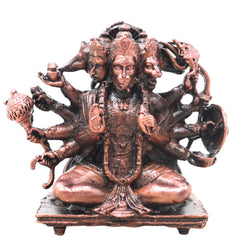 Copper Panchmukhi Hanuman Idol Handcrafted Traditional Anjaneya Murti for Pooja Home Decor Temple Gifting, Brown, 2 Inch, 1 Piece