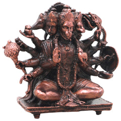Copper Panchmukhi Hanuman Idol Handcrafted Traditional Anjaneya Murti for Pooja Home Decor Temple Gifting, Brown, 2 Inch, 1 Piece