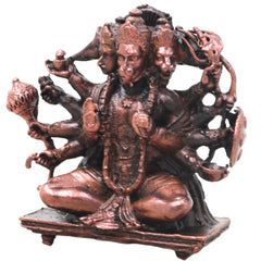 Copper Panchmukhi Hanuman Idol Handcrafted Traditional Anjaneya Murti for Pooja Home Decor Temple Gifting, Brown, 2 Inch, 1 Piece