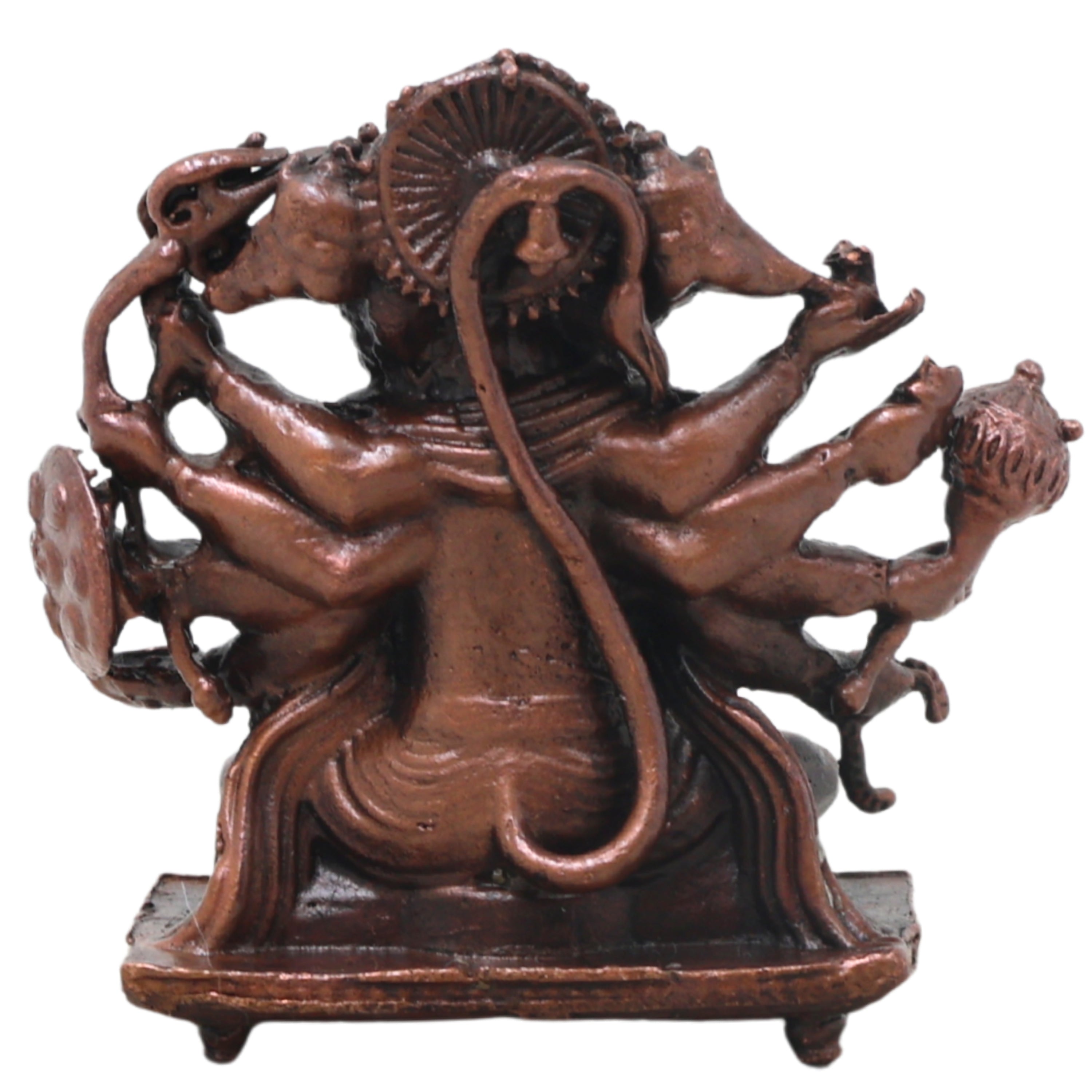 Copper Panchmukhi Hanuman Idol Handcrafted Traditional Anjaneya Murti for Pooja Home Decor Temple Gifting, Brown, 2 Inch, 1 Piece