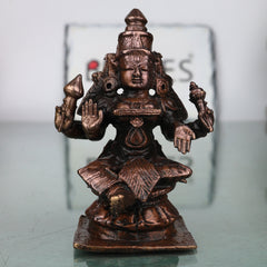 Copper Mahalakshmi Idol Murti Handcrafted Traditional Chola Lakshmi Devi Statue for Pooja, Decor & Gifting, Brown, 3 Inch, 1 Piece