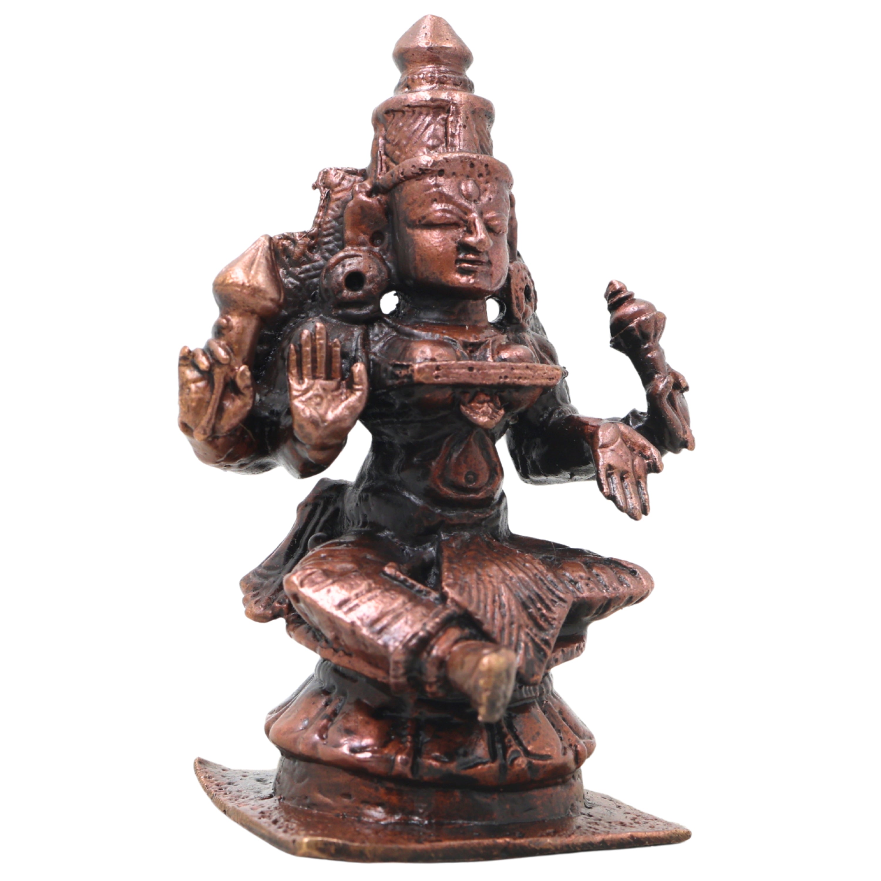 Copper Mahalakshmi Idol Murti Handcrafted Traditional Chola Lakshmi Devi Statue for Pooja, Decor & Gifting, Brown, 3 Inch, 1 Piece