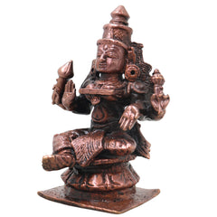 Copper Mahalakshmi Idol Murti Handcrafted Traditional Chola Lakshmi Devi Statue for Pooja, Decor & Gifting, Brown, 3 Inch, 1 Piece